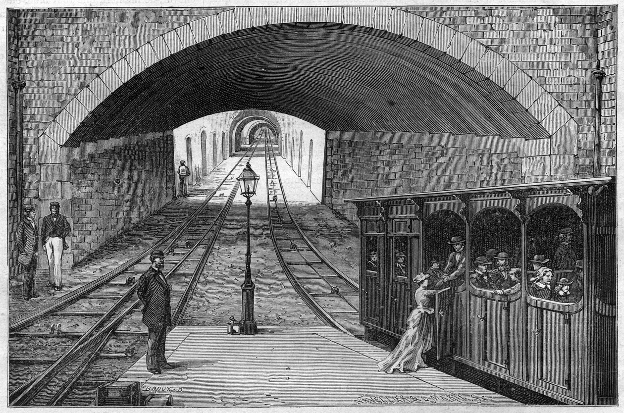 Route du chemin de fer de Lyon à la croix Rousse - incisione in "Journal des voyages" 1884 da Unknown artist