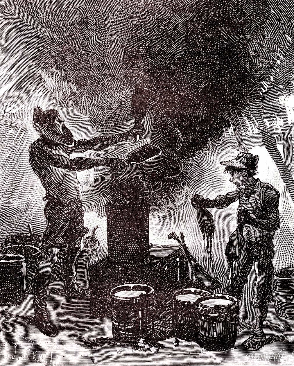 Preparazione della gomma o vulcanizzazione nella foresta brasiliana da Unknown artist