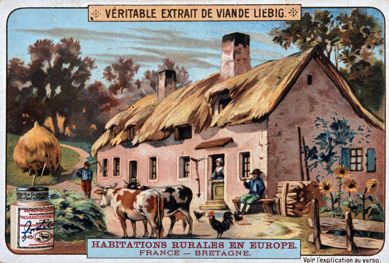 Abitazioni rurali della Bretagna - cromolitografia. Liebig, ca. 1895 da Unknown artist