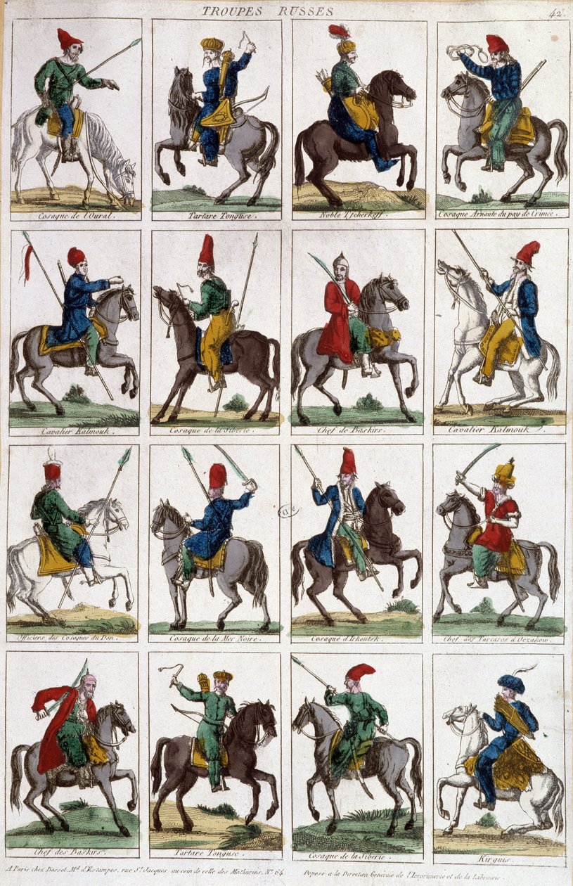 Cavalieri armati russi - incisione da Unknown artist