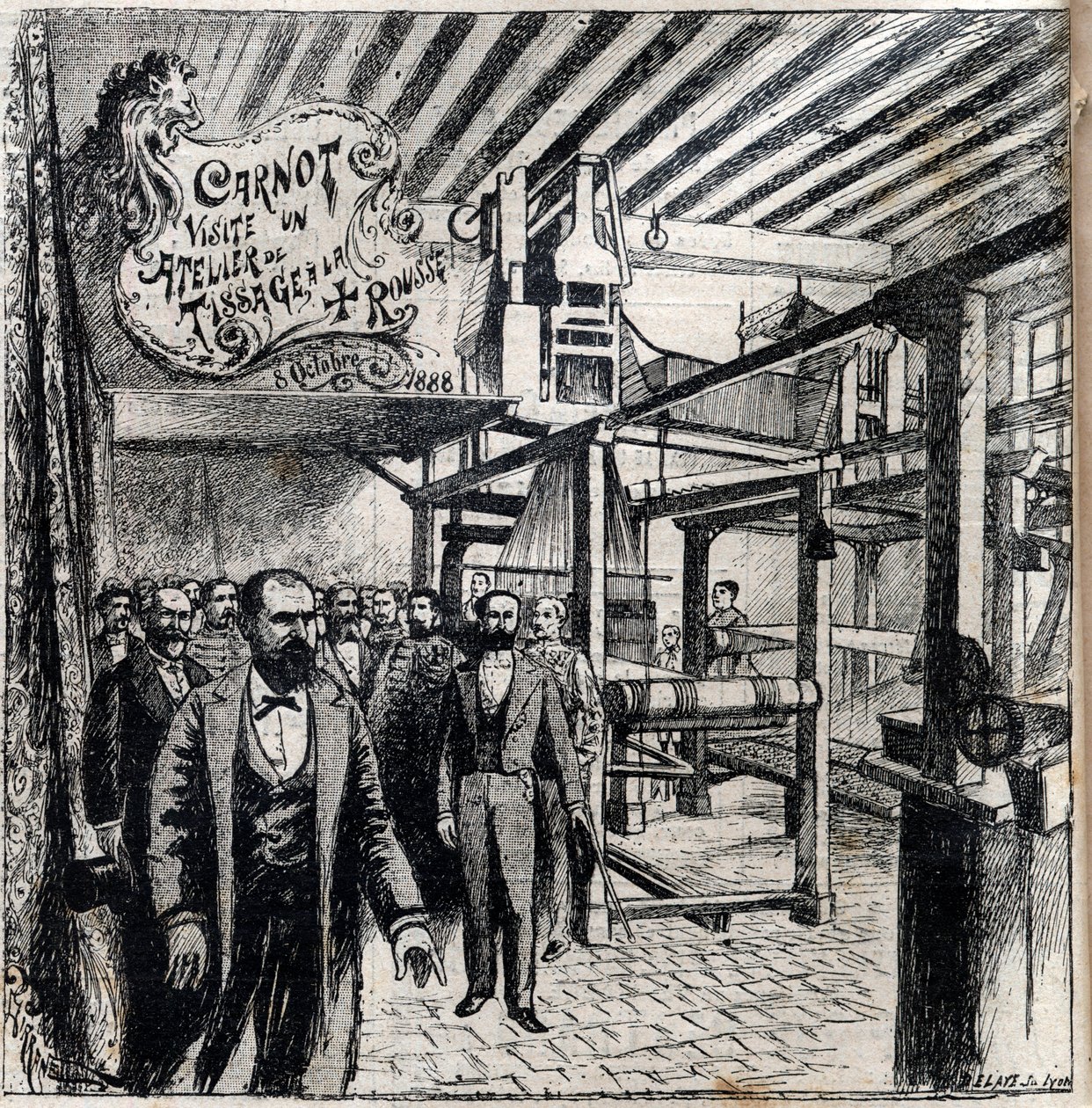 Sadi Carnot (1837-1894) visita un laboratorio a Canut, 8 ottobre da Unknown artist