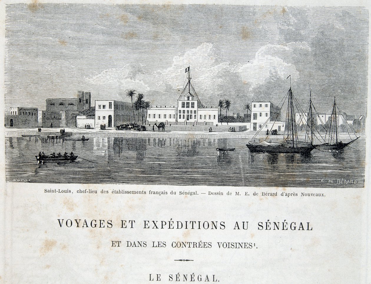 Saint-Louis, capitale degli stabilimenti francesi in Senegal - in "Viaggio e viaggi in Senegal" in Tour du Monde, 2º trimestre 1861 da Unknown artist