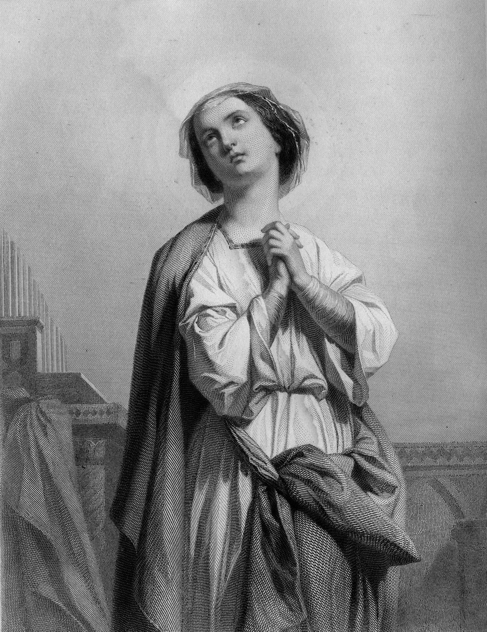 Santa Cecilia Vergine e Martire, decapitata a Roma (232) - in Le Sante Donne. 1852 da Unknown artist