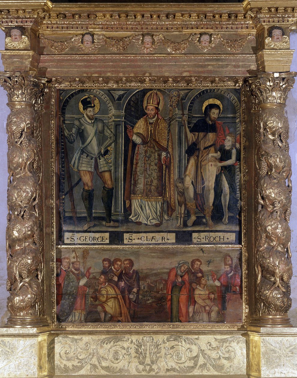 Altare di San Clair o San Rocco: San Rocco e il Bottone della Peste e San Giorgio alla moda di Enrico III - Chiesa di Nostra Signora dell