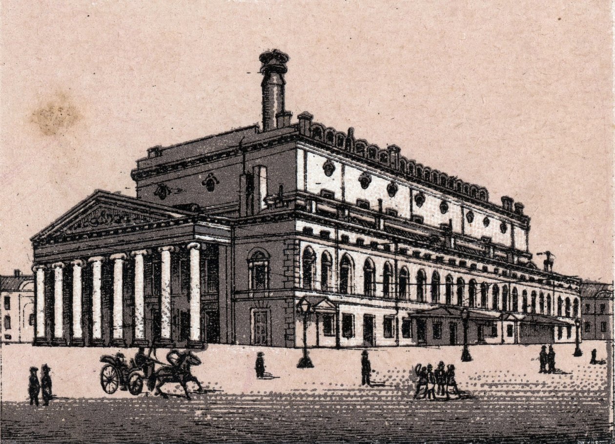 San Pietroburgo, Russia: vista del Gran Teatro a San Pietroburgo in "Il mondo illustra 168 vedute" da Unknown artist