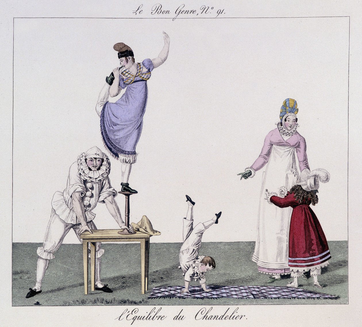 Saltimbanchi: Equilibrio del candelabro - in "Il Buon Genere", inizio XIX secolo da Unknown artist
