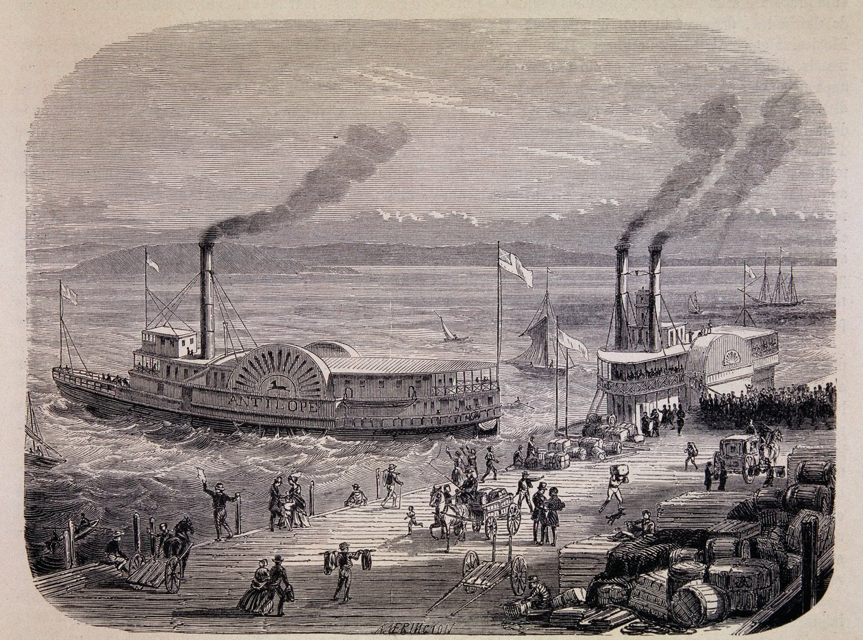 Docks di San Francisco e barche a pale (California) - in "Il Giro del Mondo" da Unknown artist