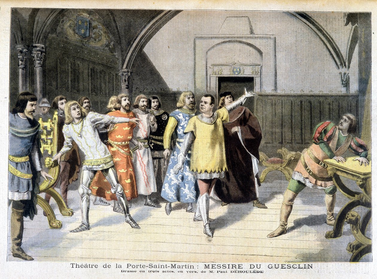 Scena del dramma "Messire Du Guesclin" di Paul Déleède, rappresentato al teatro della Porte Saint Martin. In Le petit journal, 03/11/1895 da Unknown artist