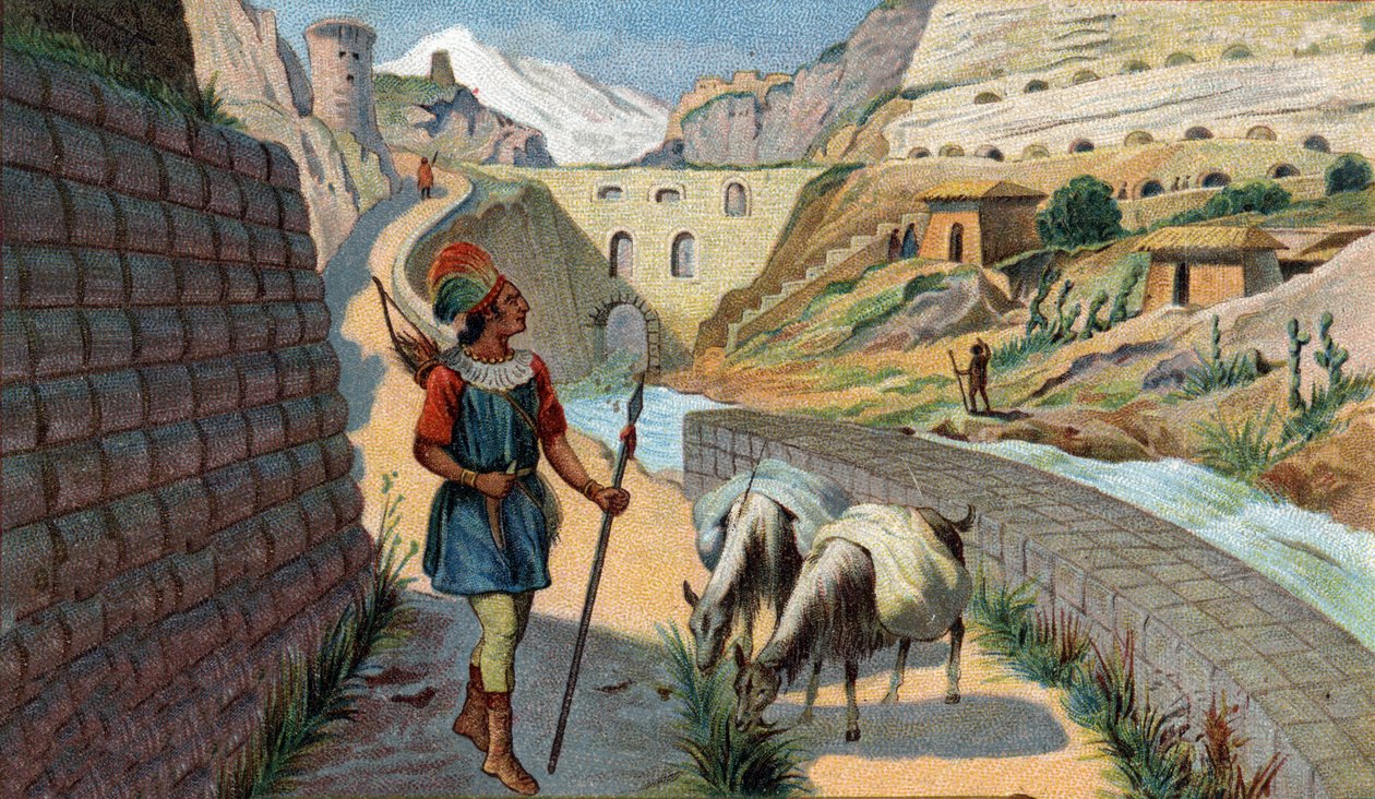 Scene di Regni Scomparsi: Chaussee degli Incas Cromolitografia del XIX secolo. da Unknown artist