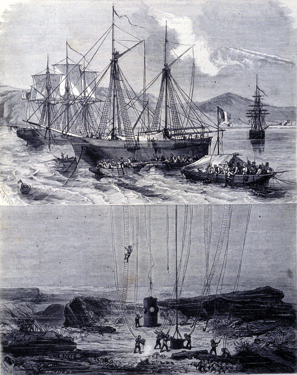 Ricerca di galeoni spagnoli naufragati nella Baia di Vigo nel 1702. XIX secolo da Unknown artist
