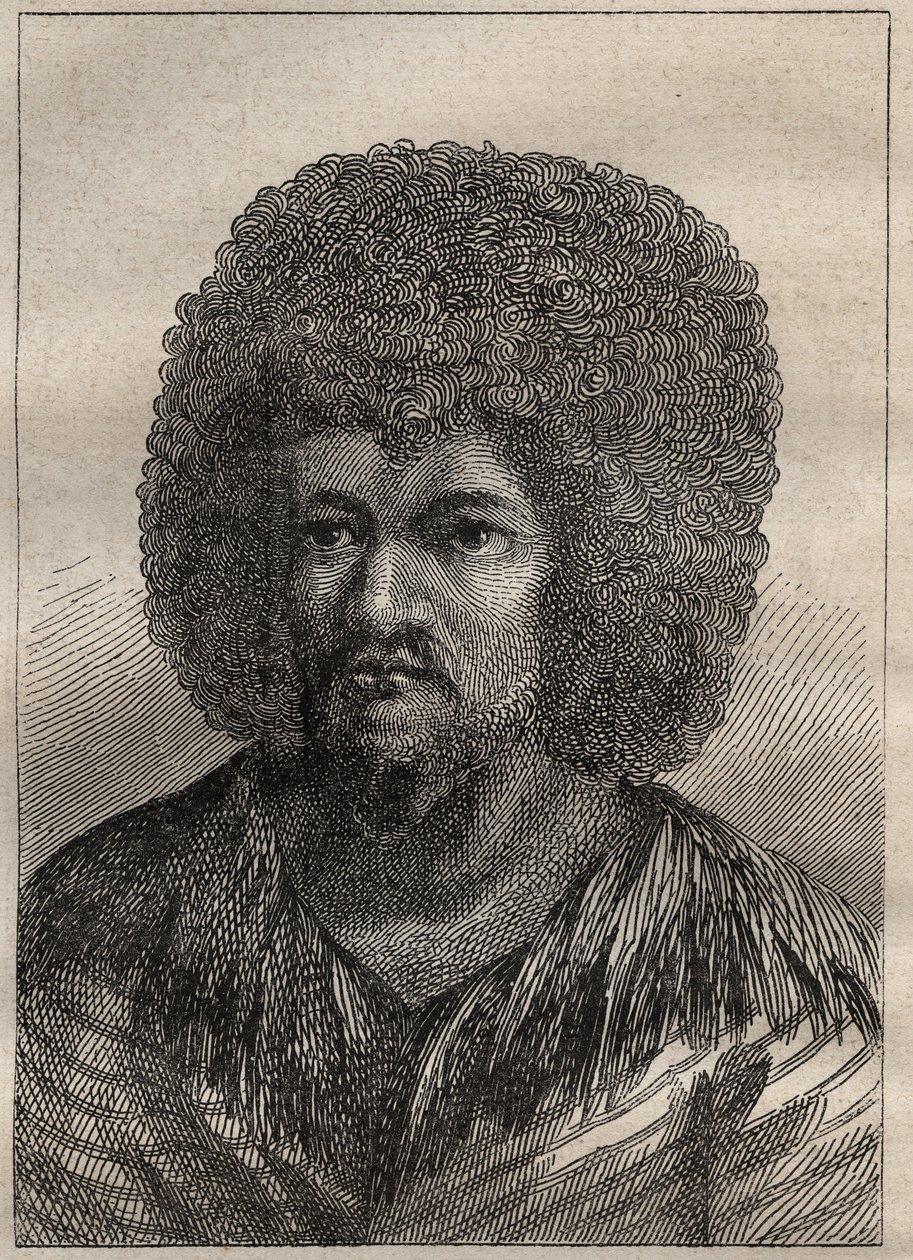 Secondo viaggio (1772-1775) del capitano James Cook (1728-1779): ritratto di O-Too (O Too), re di Tahiti - illustrazione tratta da 
