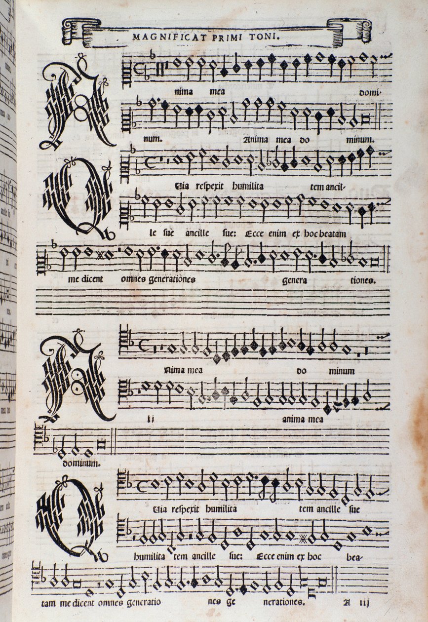 Pagina di spartito del Magnificat di Giovanni Animuccia da Unknown artist