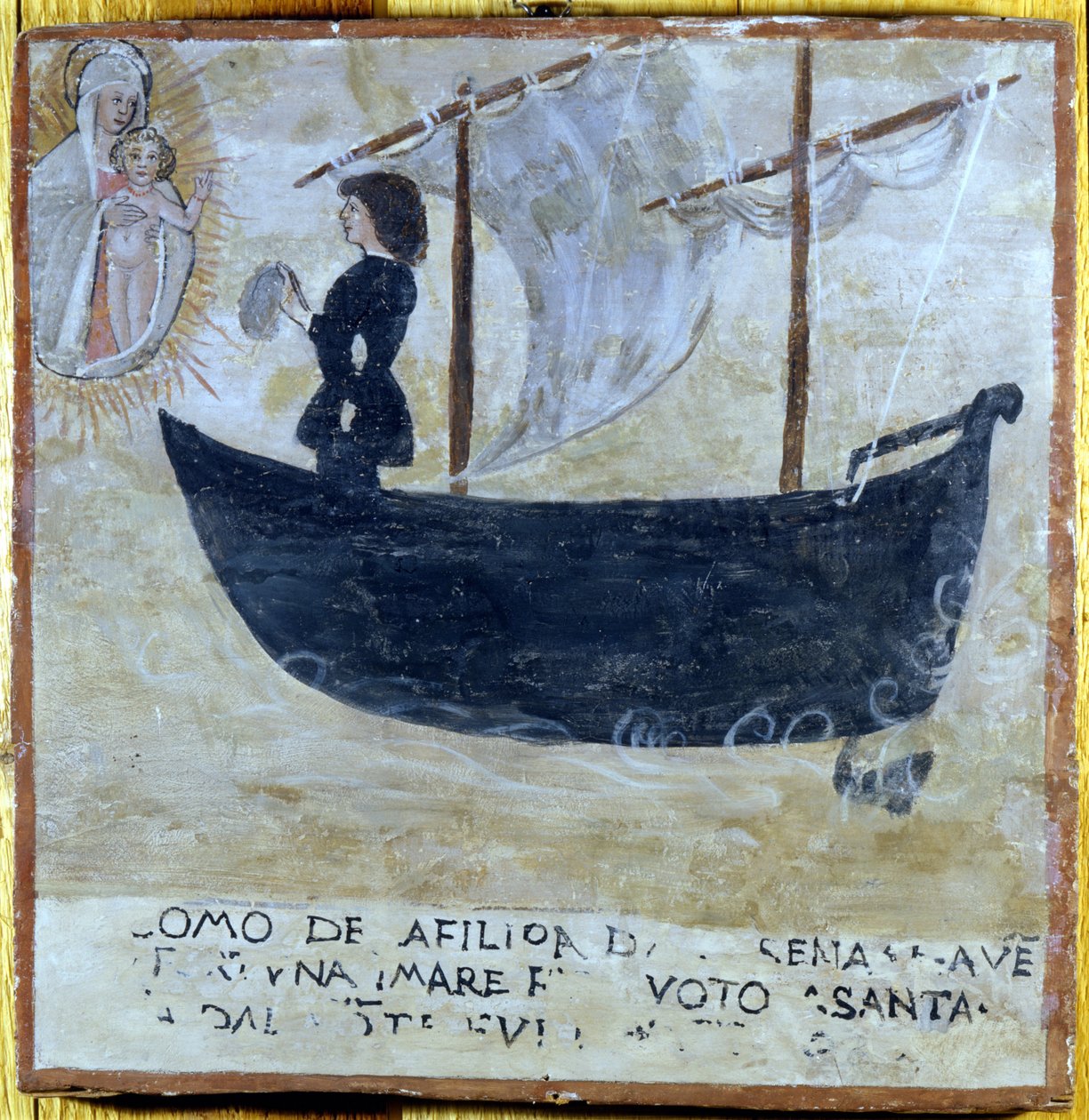 Nave salvata dalla tempesta. Ex voto del XVI secolo dal Santuario della Madonna del Monte a Cesena (Forlì). da Unknown artist