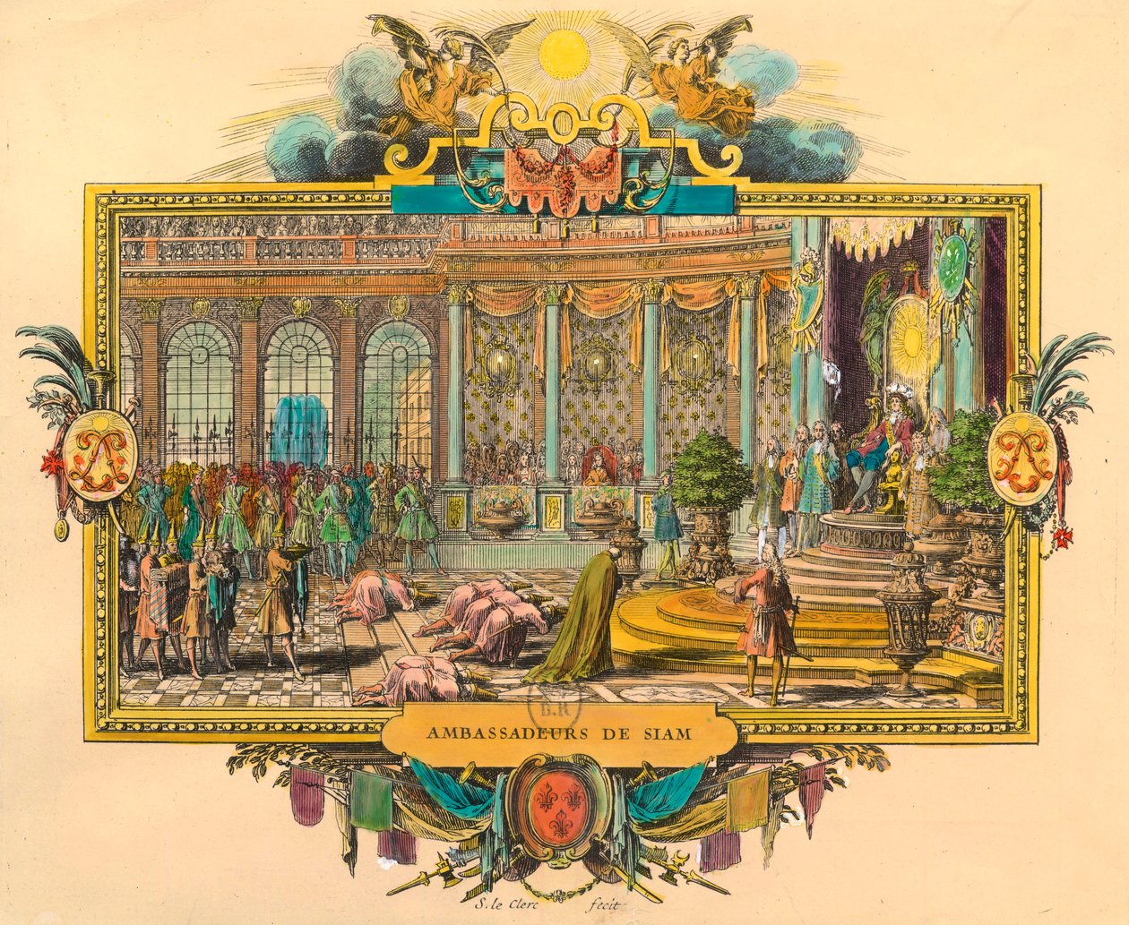 Ambasciatori del Siam alla Corte di Luigi XIV nel 1686. Incisione. Collezione privata da Unknown artist