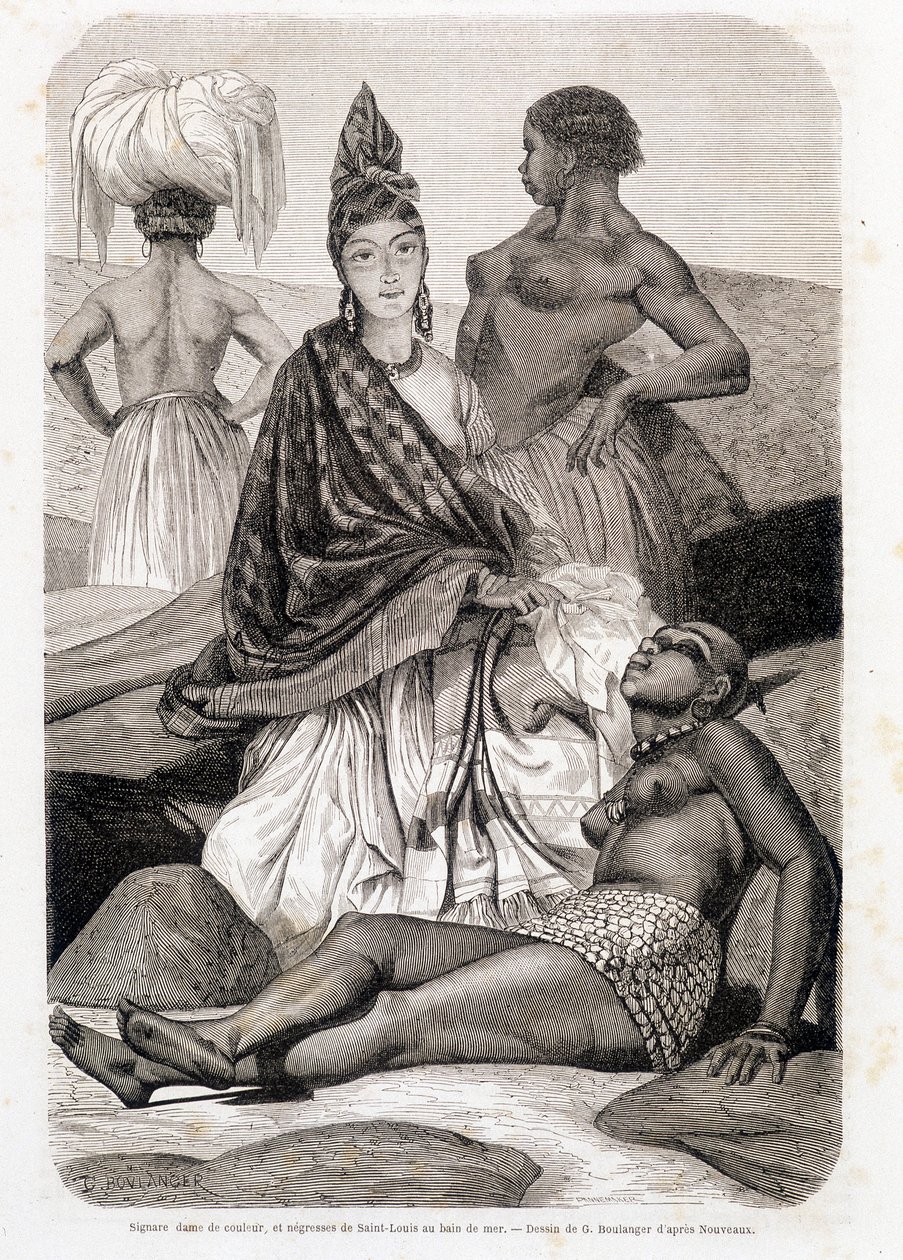 Signare donna di colore e negra di Saint Louis nel bagno di mare - in "Le Tour du Monde" da Unknown artist