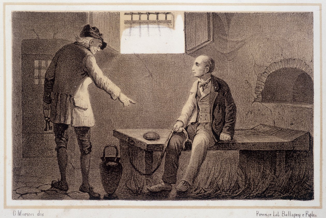 Silvio Pellico (1789 - 1854) trasferito alla fortezza di Spielberg (Spilberk) - in "Storia d