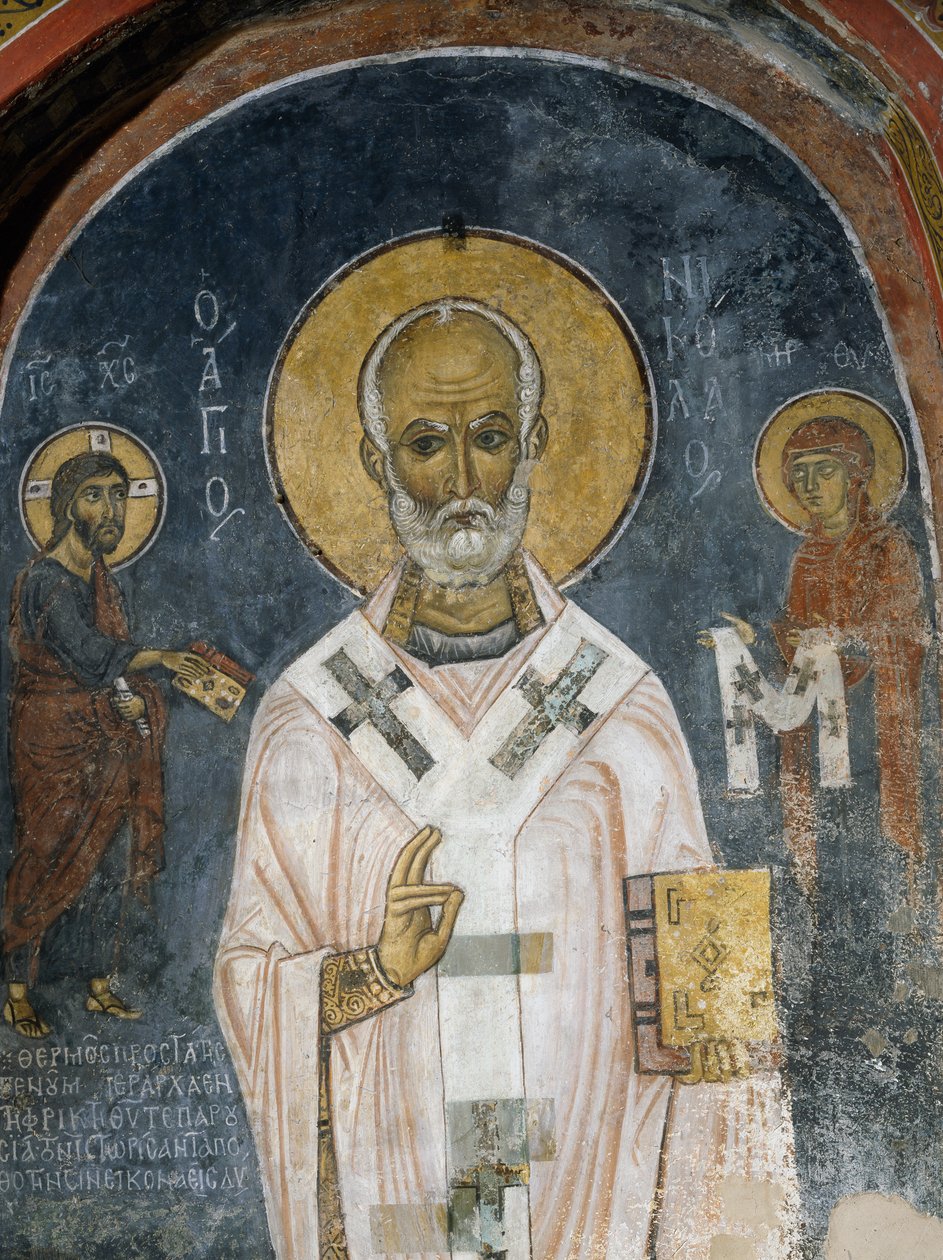 San Nicola di Myra, affresco (XII secolo), Chiesa di Ayios Nikolaos tis Steyis (San Nicola del Tetto) (XI secolo) (Lista del Patrimonio Mondiale dell