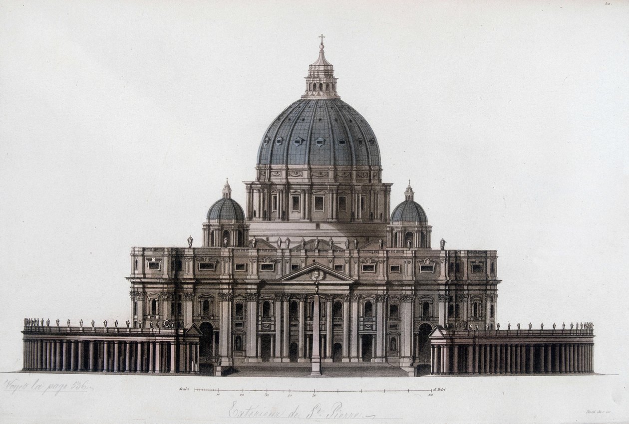 Basilica di San Pietro a Roma in Vaticano. In “Il costume antico e moderno” 1819-1820, di Jules Ferrario da Unknown artist