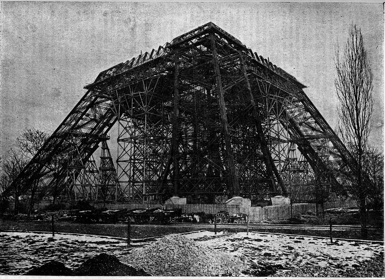 Stato della costruzione della Torre Eiffel a Parigi all