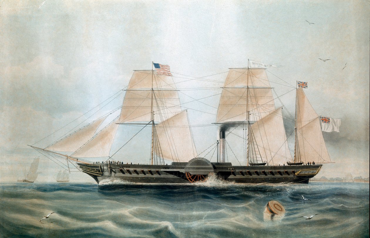 Battello a vapore British Queen nel 1840 (stampa del XIX secolo) da Unknown artist