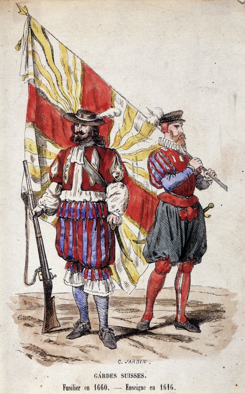 Guardie svizzere: Fuciliere nel 1660 e Alfiere nel 1616 da Unknown artist