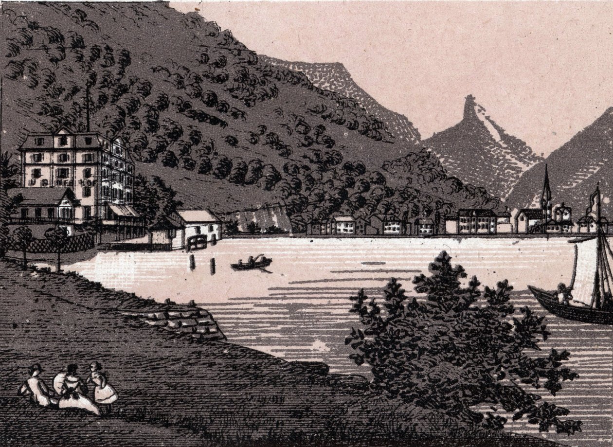 Svizzera: vista della città di Fluelen da Unknown artist