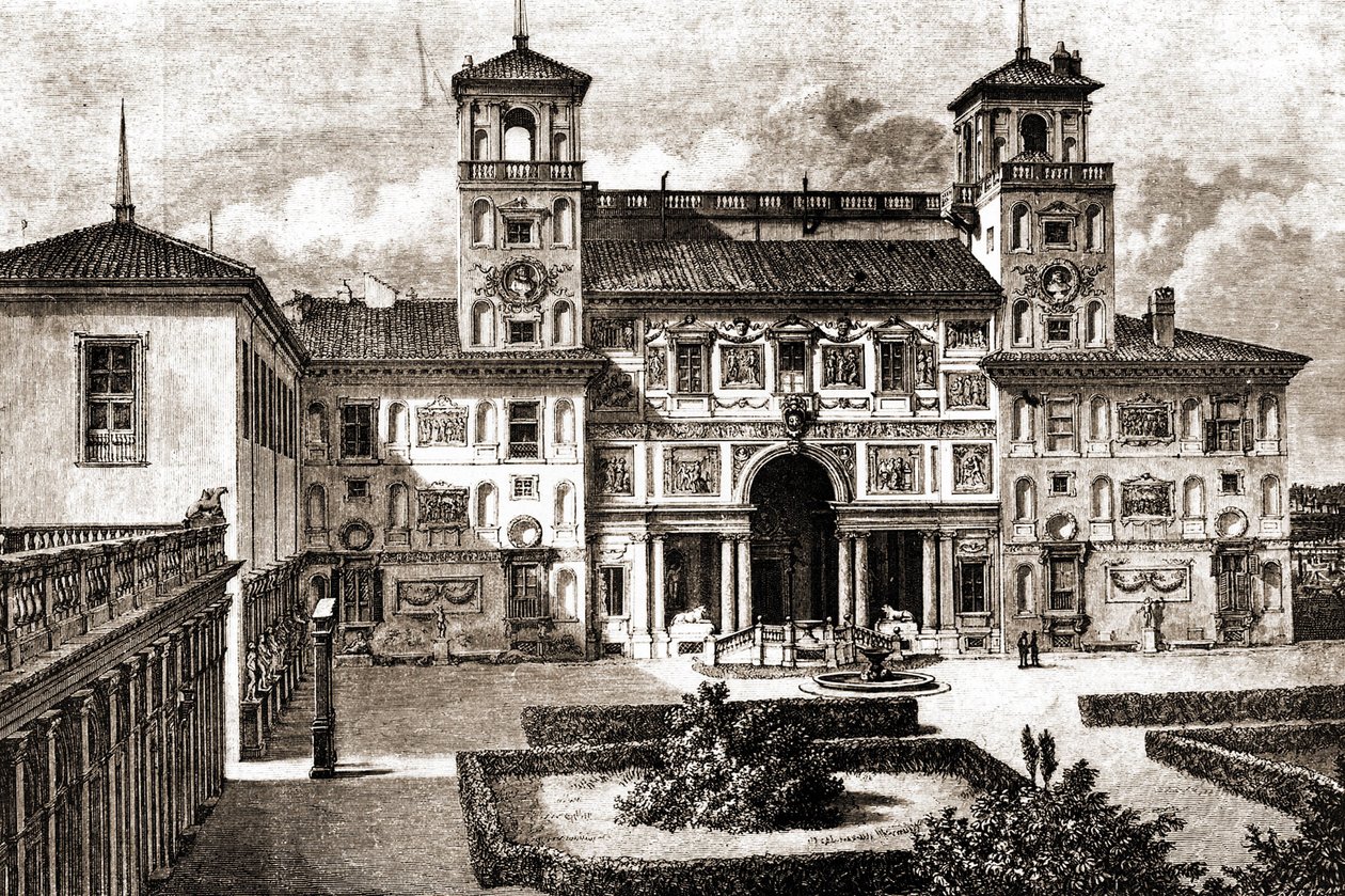 Terrazza e facciata di Villa Medici. Viaggio di Francis Wey 1864-1869 in Tour du monde 1870 1° semestre da Unknown artist