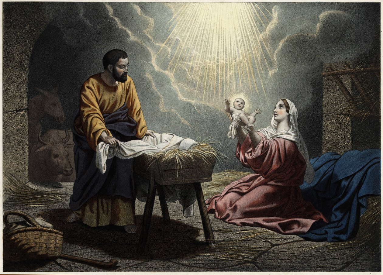 La nascita di Cristo. Incisione anonima della metà del XIX secolo. da Unknown artist