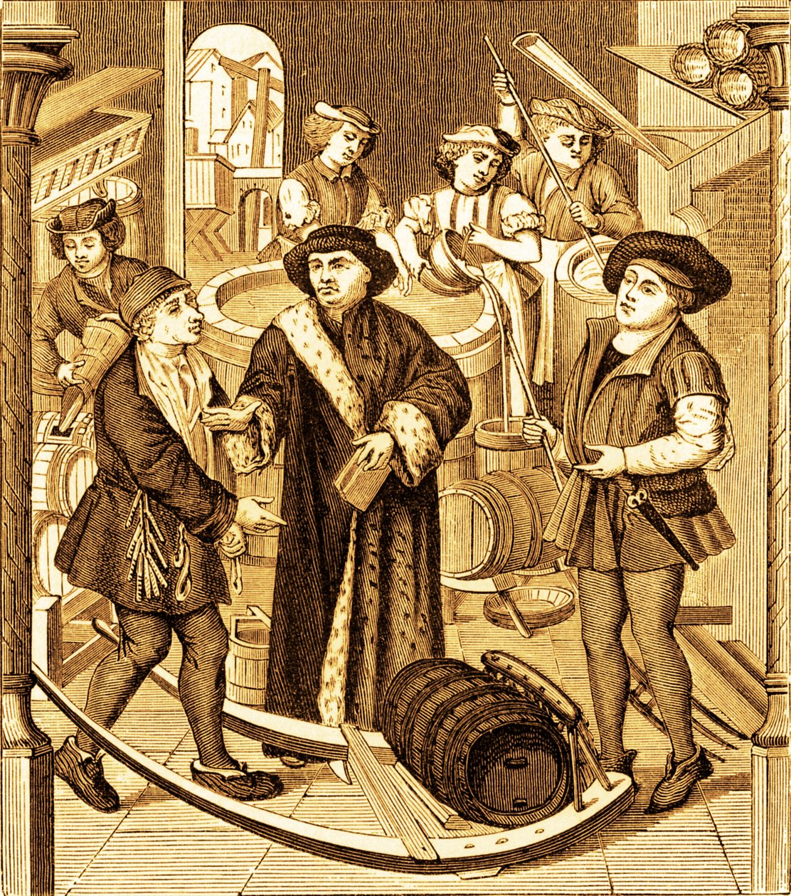 Il vescovo di Tournai che riceve la decima della birra a Tournai da Unknown artist