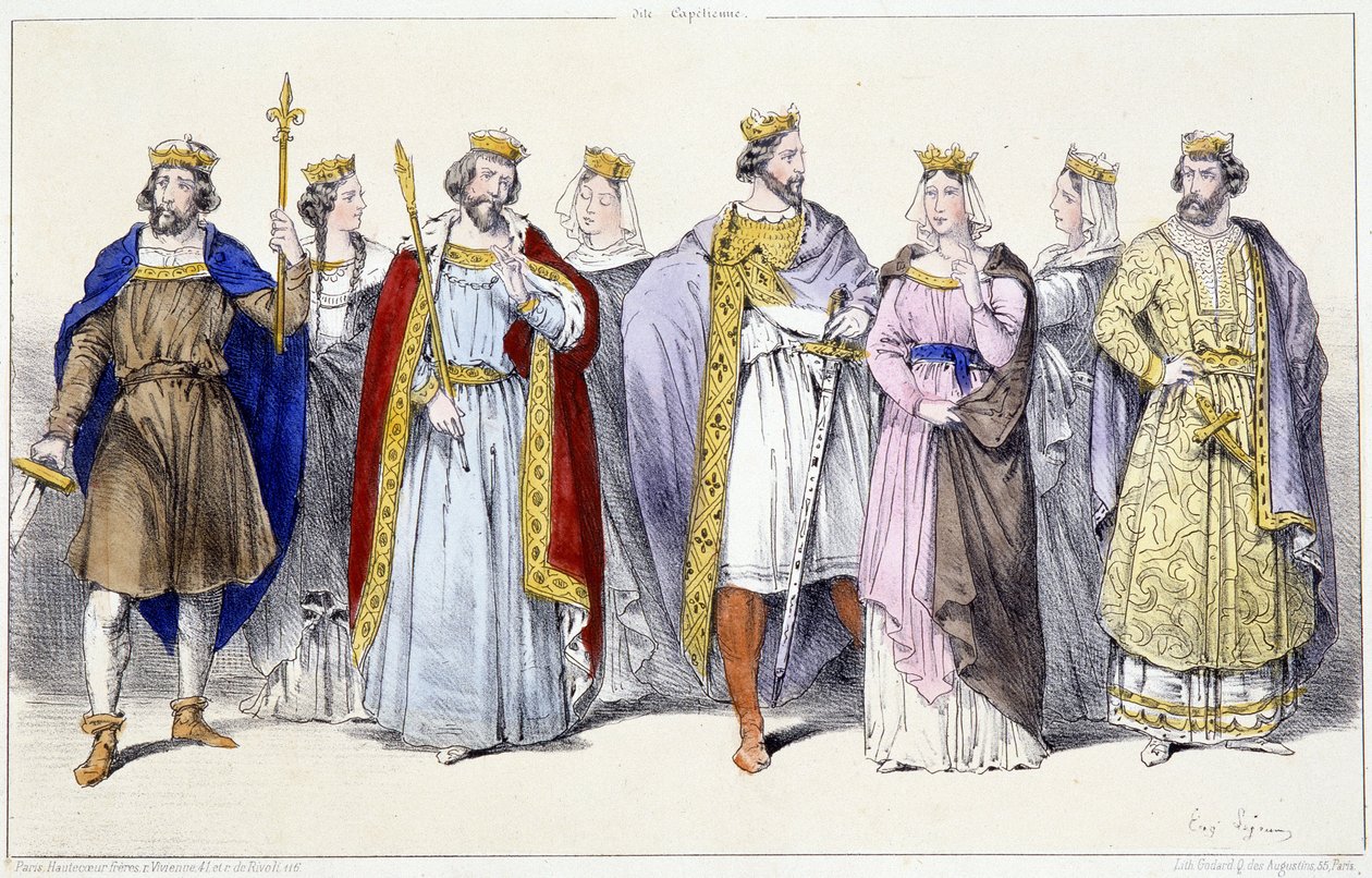 I Carolingi: Ugo Capeto, Adelaide, Roberto, Costanza, Enrico I, Anna di Russia, Berta, Filippo I - in "Rois et Reines de France en estampes", Parigi, ed. Swift da Unknown artist