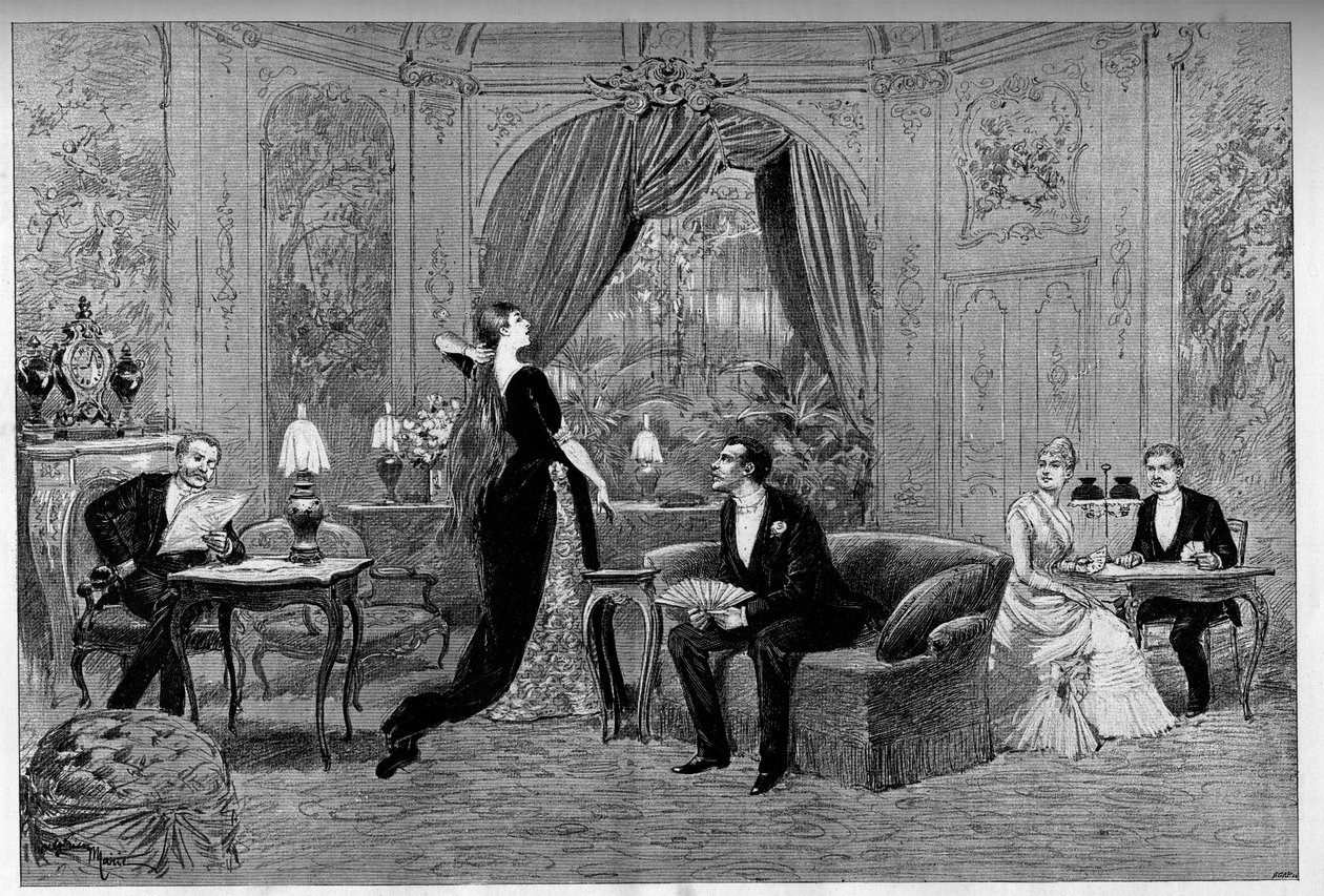 Il conte di Riverolles, Francine, Stanislas de Grandredon, Therese Smith e Henri de Simeux, personaggi della commedia 