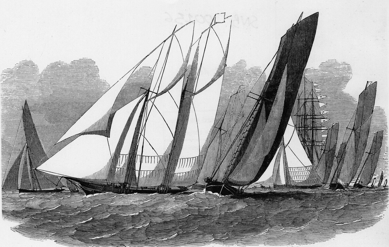 Le regate di Cowes: yacht al Hyde Pass - Bibl. des arts deco da Unknown artist