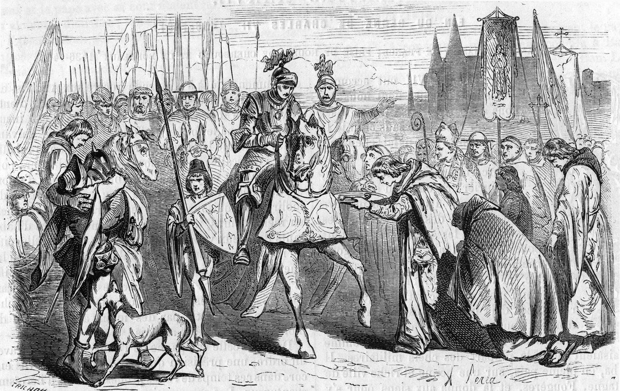 I francesi andarono a Bordeaux il 23 giugno 1451 sotto Carlo VII, la fine della riconquista contro gli inglesi (incisione del XIX secolo) da Unknown artist
