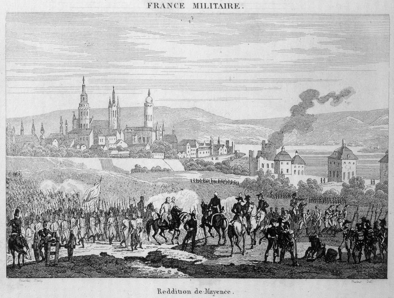 Le truppe prussiane presero la città di Magonza dai francesi, luglio 1793. Incisione del XIX secolo da Unknown artist
