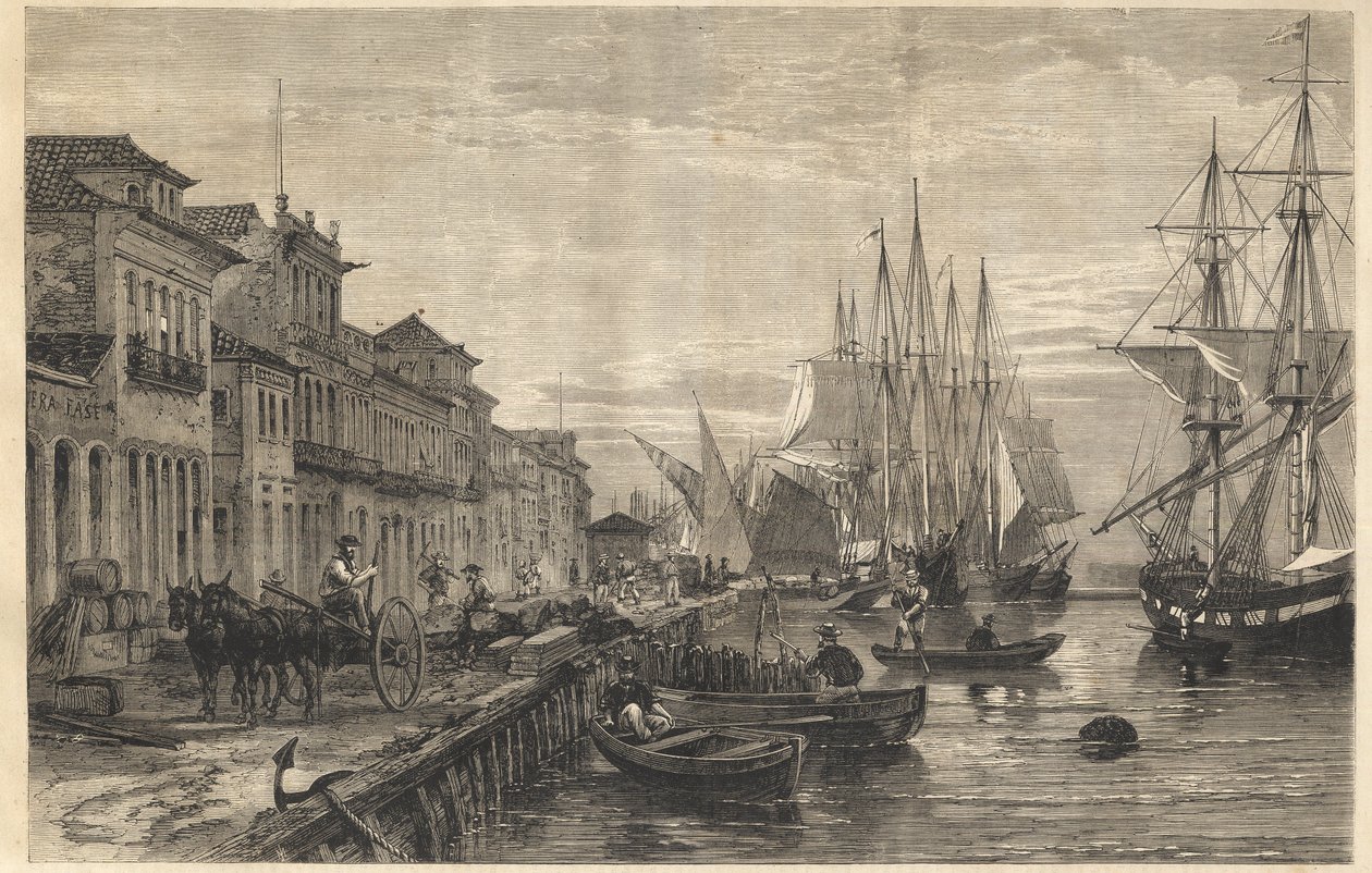 Il molo di Boa Vista a San Pedro de Rio Grande do Sul, un porto del Brasile - Incisione da 