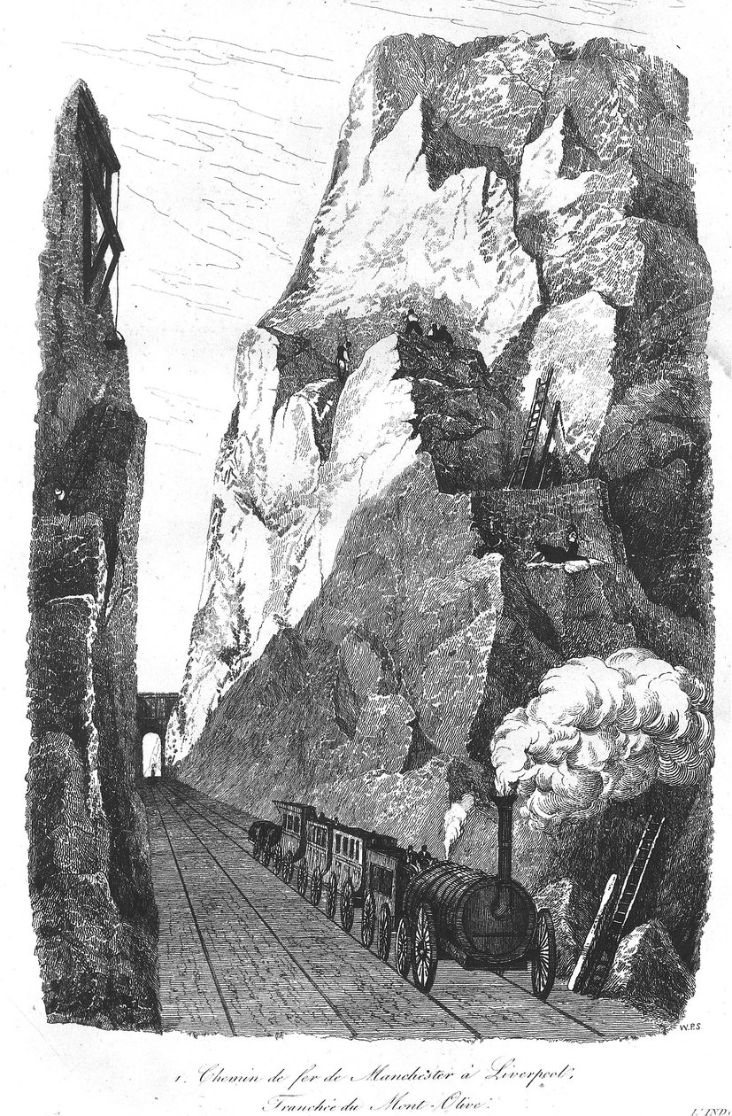 La ferrovia da Liverpool a Manchester: La trincea del Monte degli Ulivi da Unknown artist