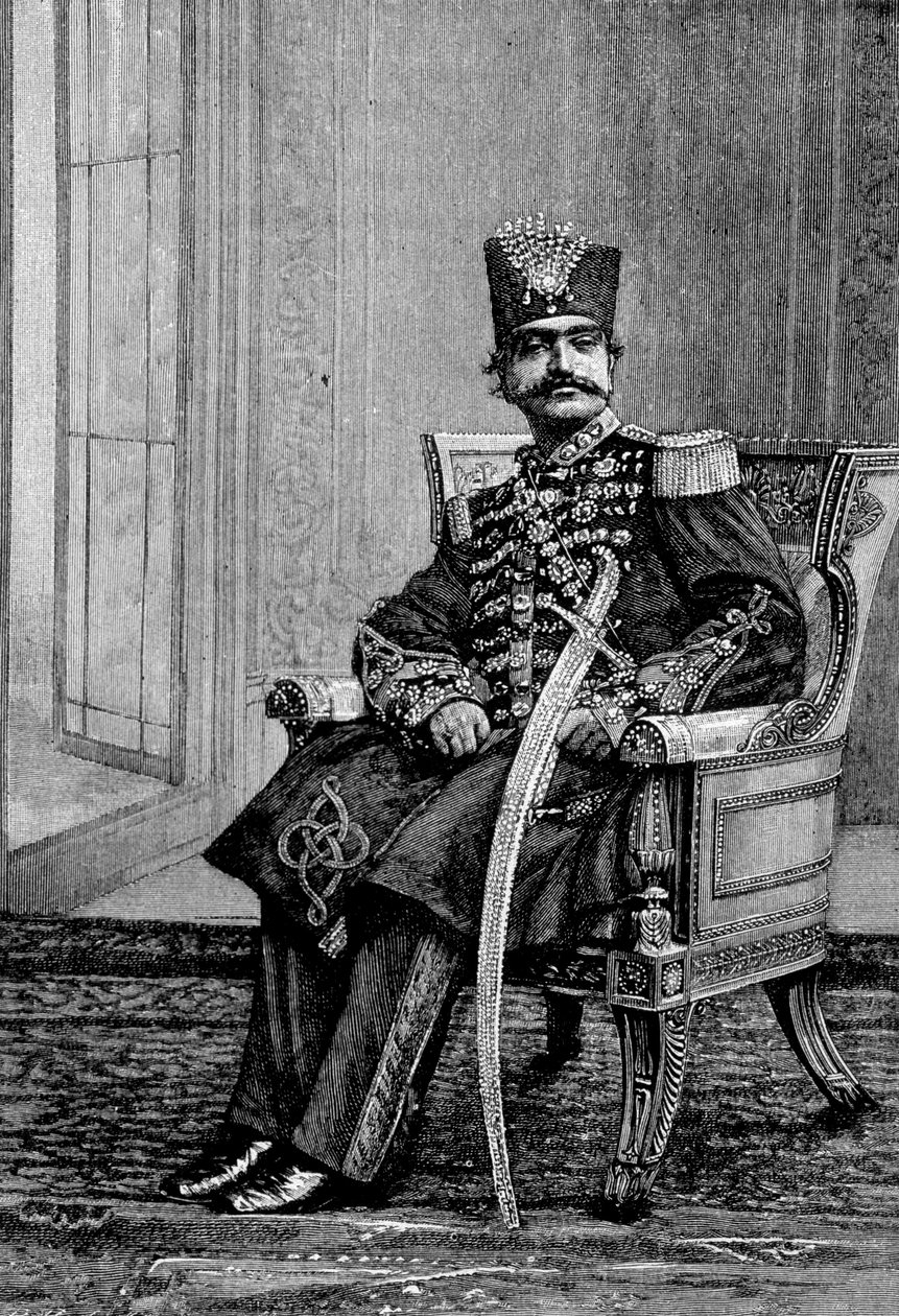 Lo Scià di Persia, Nassr-ed-din (Nasser-ed-din), in costume cerimoniale da Unknown artist