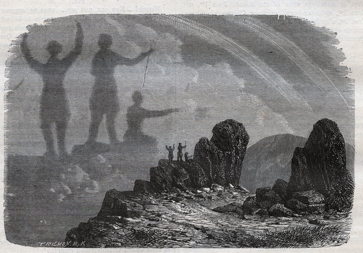 Lo Spettro del Brocken nelle Montagne Harz - spettro del Brocken - incisione del 1877 da Unknown artist