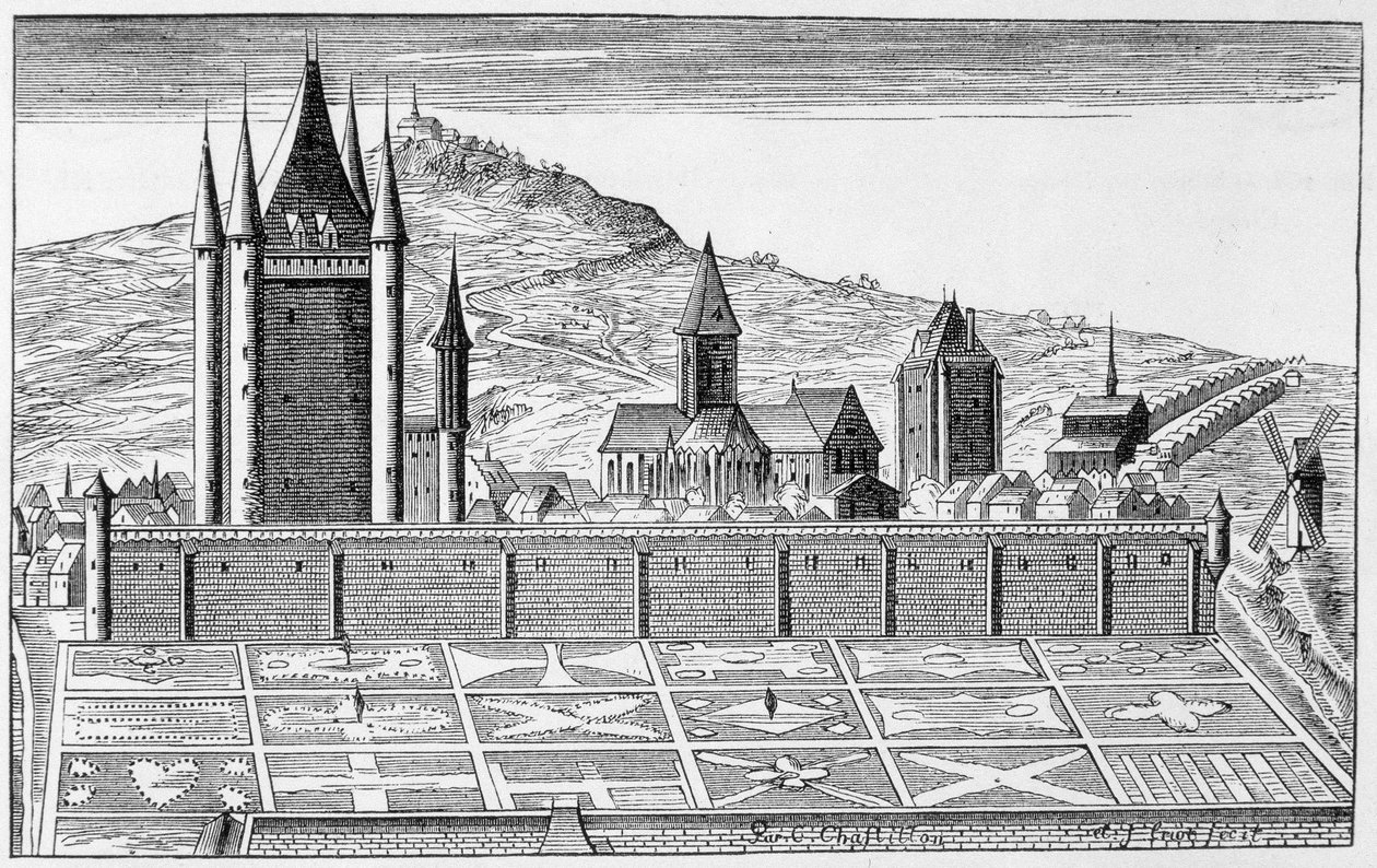 La Torre del Tempio, da una stampa della topografia di Parigi - incisione da Unknown artist
