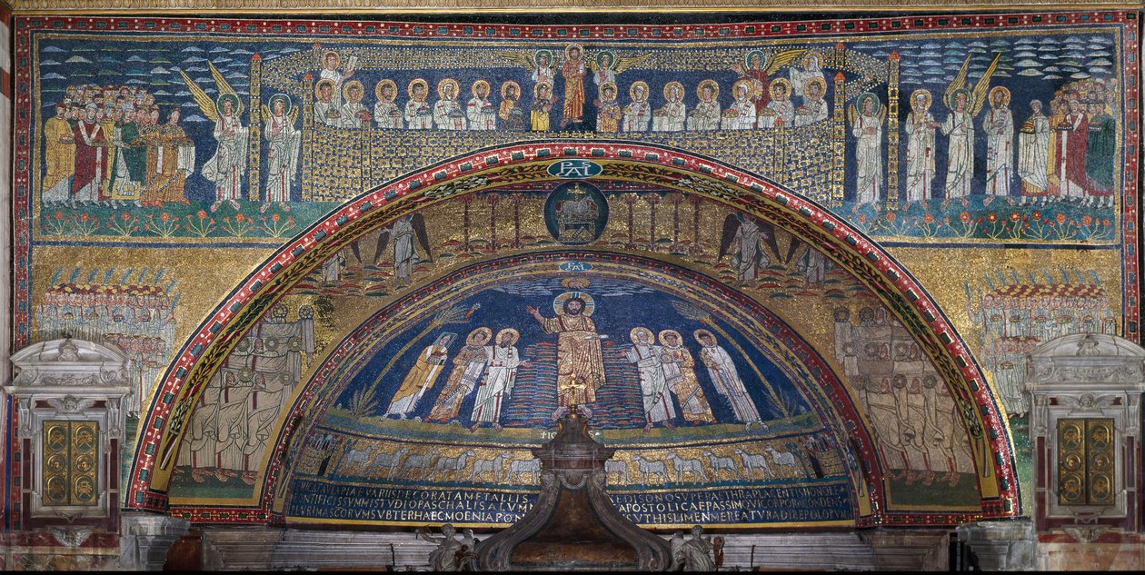 La visione della Gerusalemme celeste: gli eletti sono accolti dagli angeli. Sotto, l