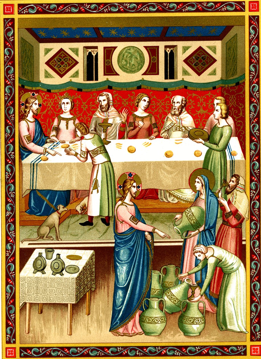 Il banchetto di nozze a Cana, Miniatura da un manoscritto del XIV secolo da Unknown artist