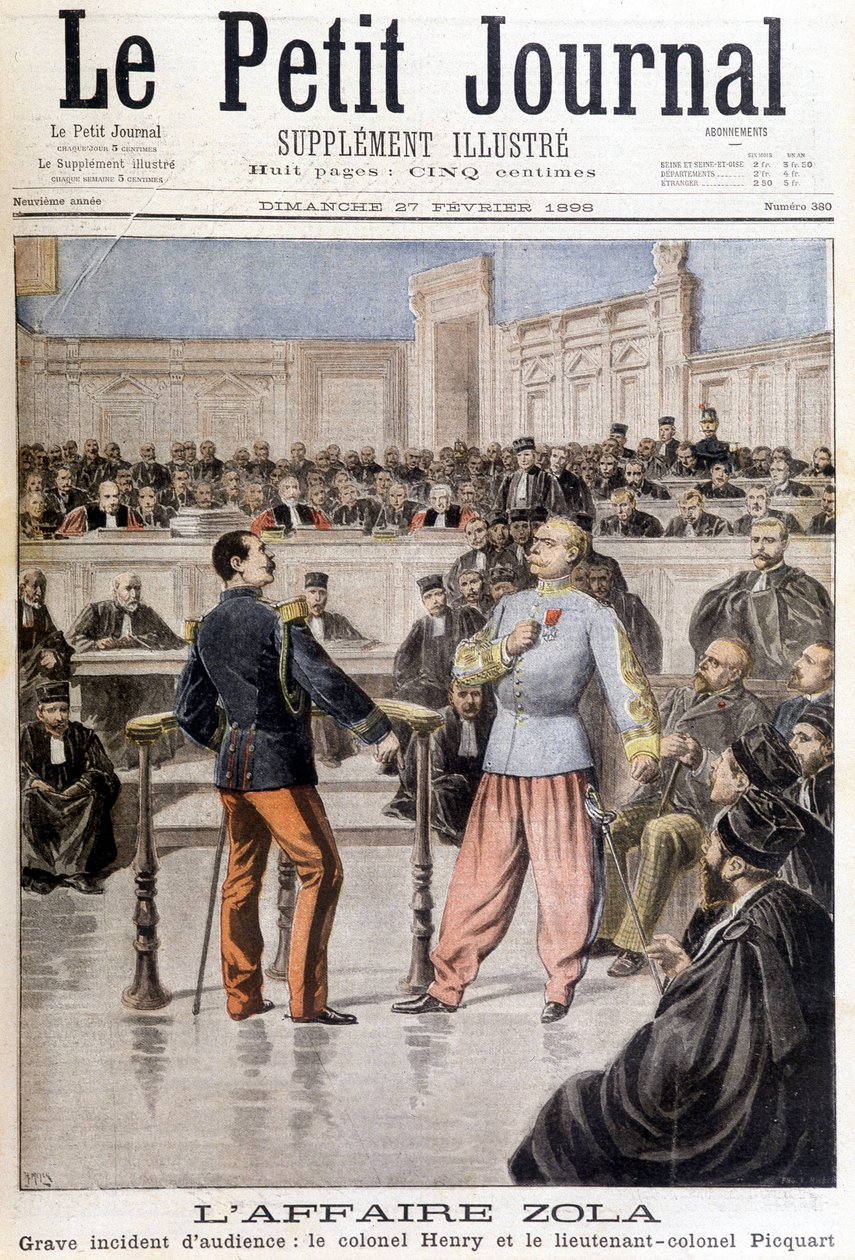 Il caso Zola: grave incidente di udienza tra il colonnello Hubert Henry (1846-1898) e il tenente colonnello Georges Picquart (1854-1914) - in 