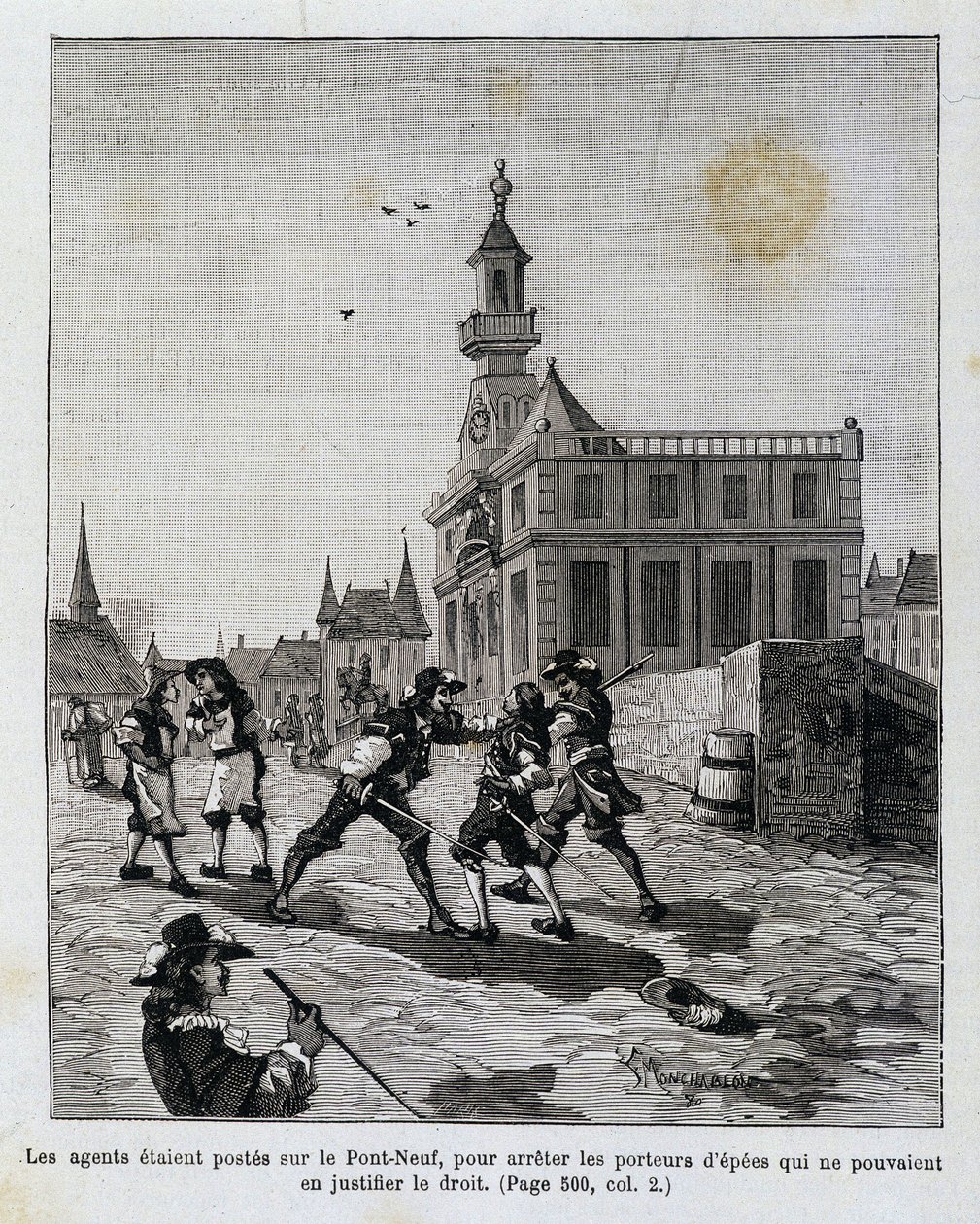 Gli agenti erano di stanza sul Pont Neuf, per fermare coloro che non potevano giustificare il loro diritto da Unknown artist