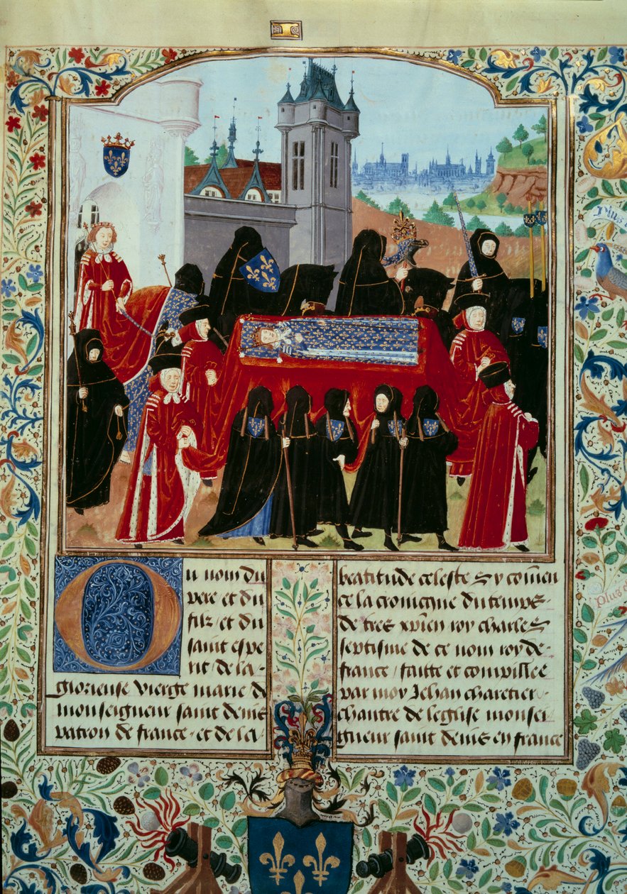 Il corpo del defunto Re Carlo VI (1368-1422) viene portato via, dietro il corteo il nuovo Re Carlo VII (1403-1461) il 22/10/1422 da Unknown artist