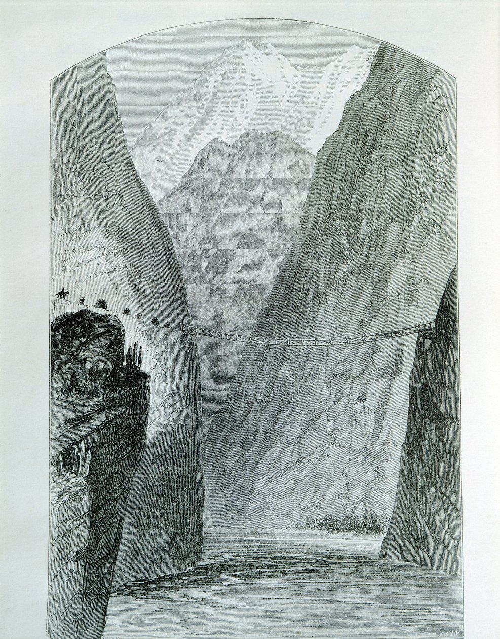 Il ponte sul fiume Apurimac, incisione. Perù da Unknown artist