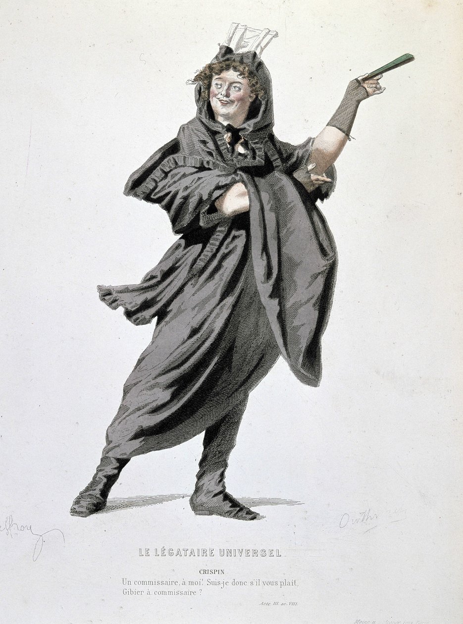 Il personaggio di Crispin in "Il legatario universale" (1708) di Jean François Regnard (1655 - 1709). Incisione del XIX secolo. da Unknown artist
