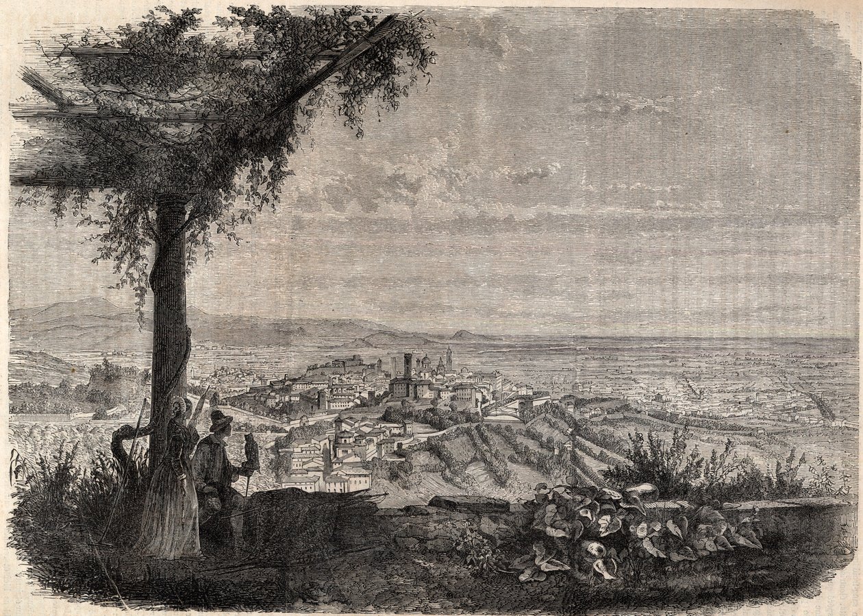 La città di Bergamo intorno al 1858 - incisione da Unknown artist