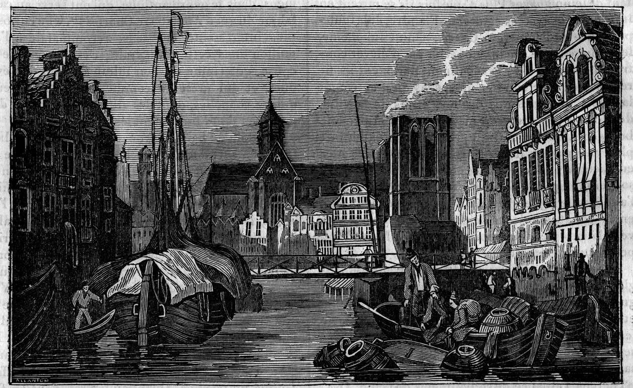 La città di Gand in Belgio nel XIX secolo da Unknown artist