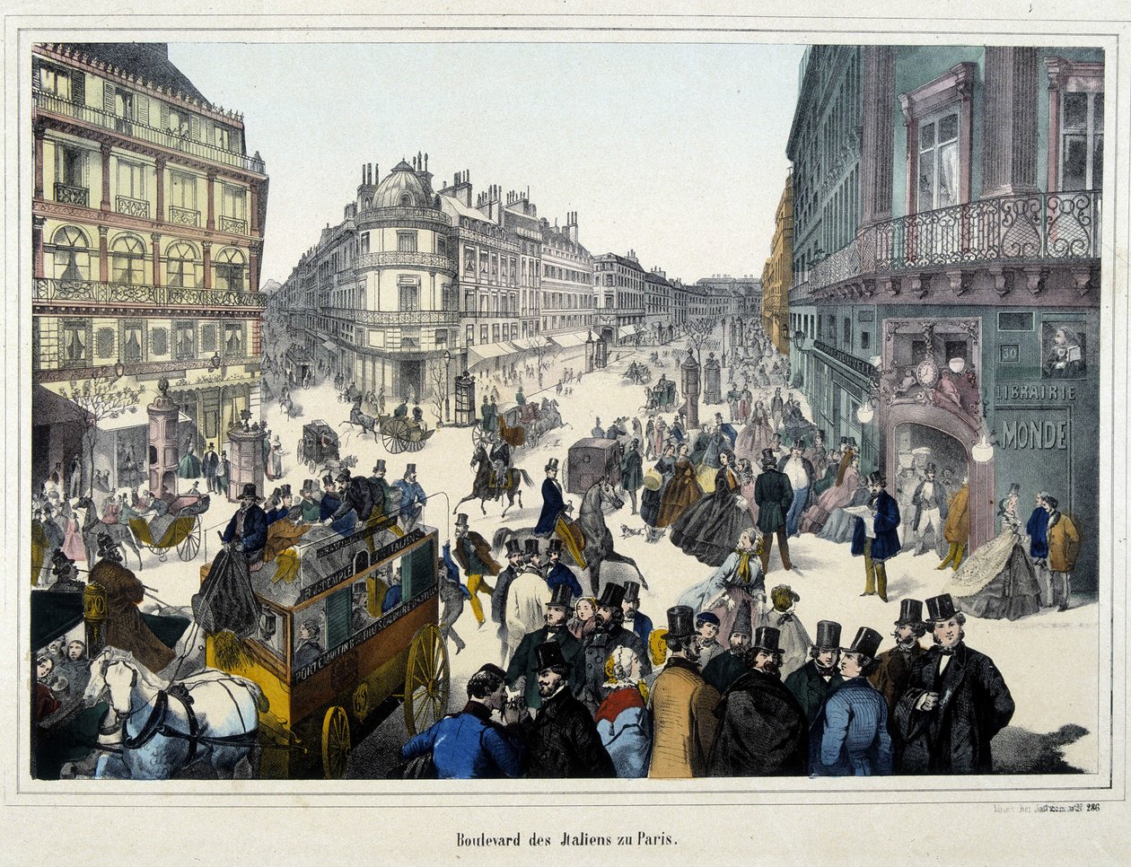 La folla sul boulevard des Italiens - incisione da Unknown artist