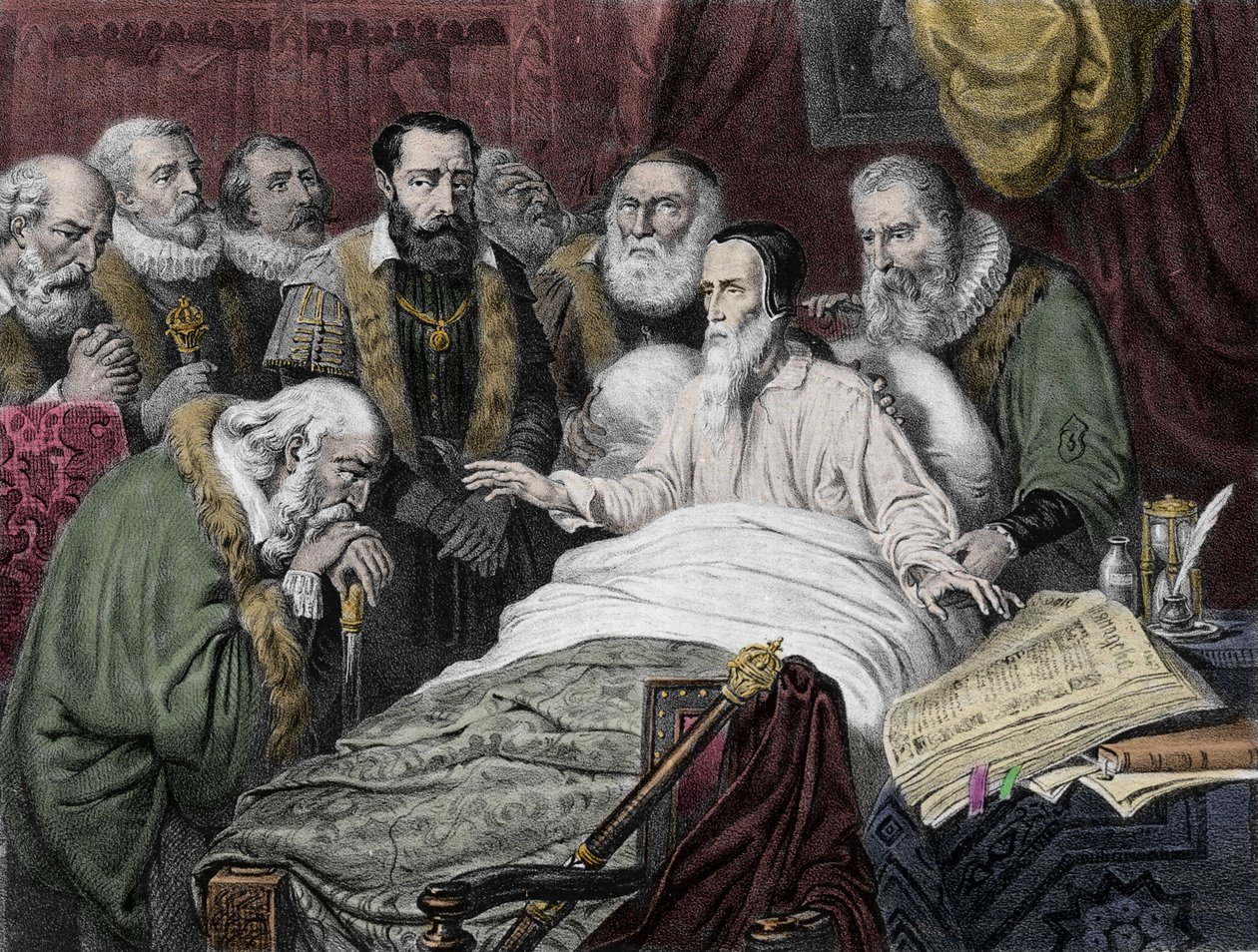 La morte di Giovanni Calvino (1509 - 1564). da Unknown artist